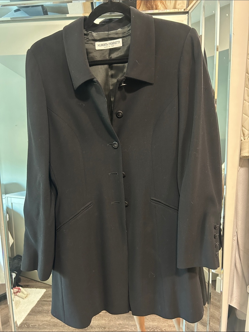 Alberta Ferretti Black Single-Breasted Women's Blazer Coat